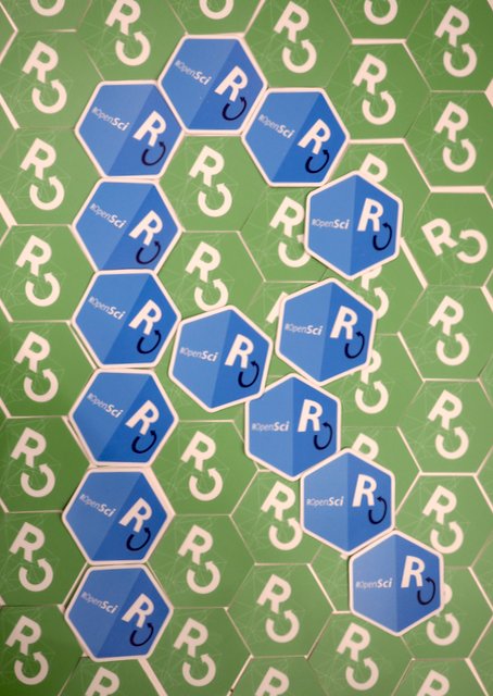 unconf17 rOpenSci stickers. Photo (c) Nistara Randawa